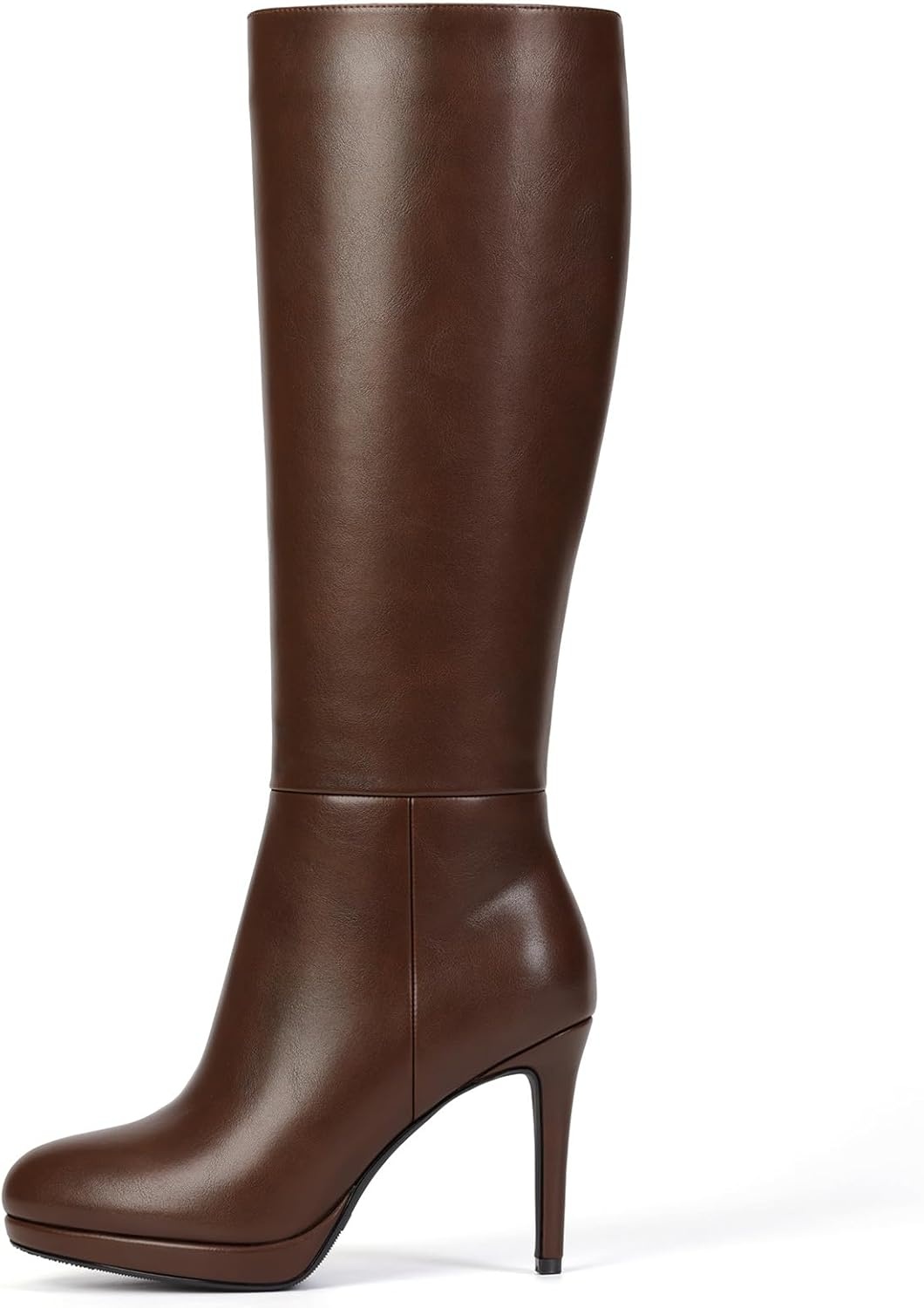 image:imageLumeheel Black Knee High Boots Women Platform Pointed Toe Stiletto Heel Suede Tall Boots for Fall WinterBrown
