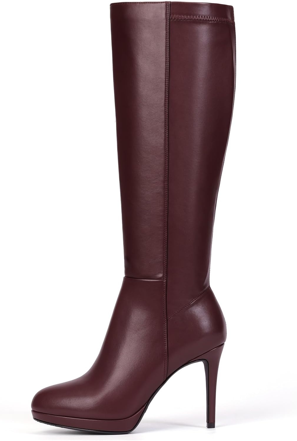 image:imageLumeheel Black Knee High Boots Women Platform Pointed Toe Stiletto Heel Suede Tall Boots for Fall WinterRed