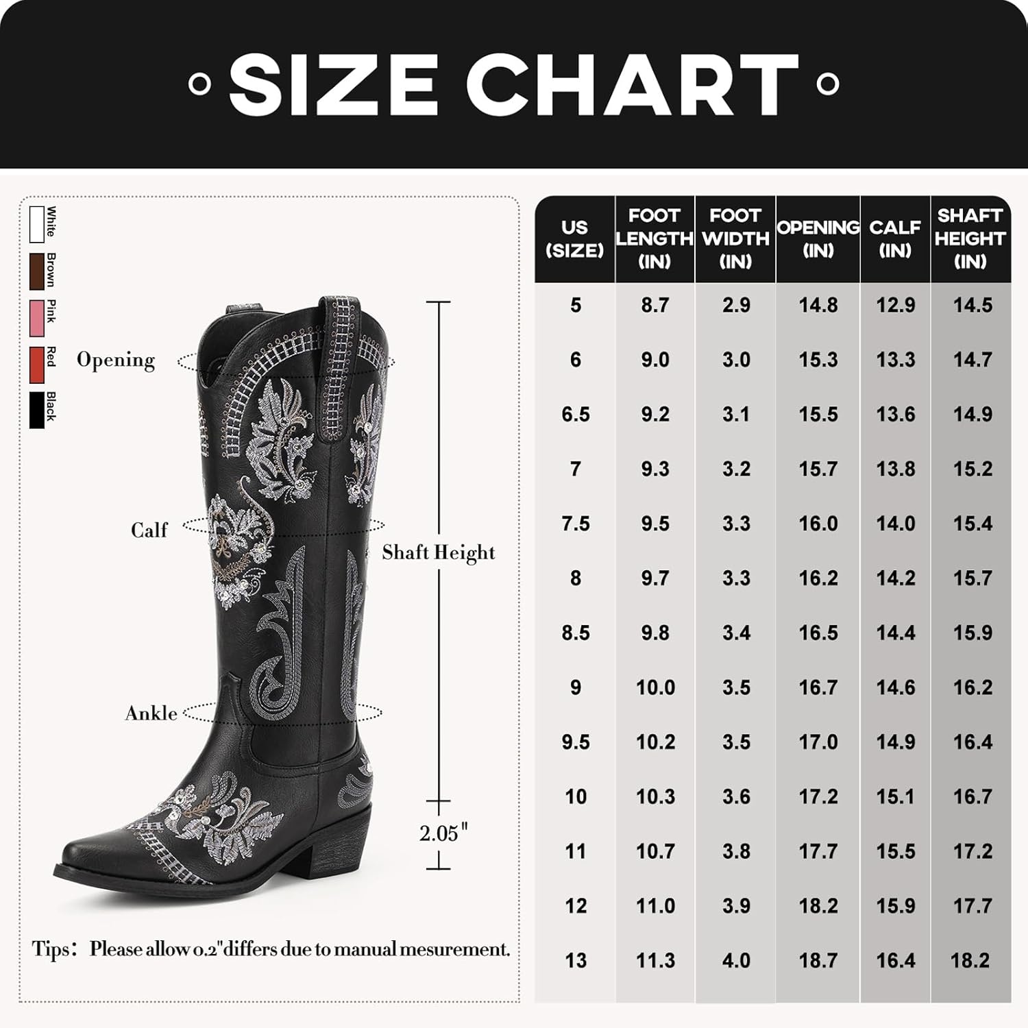image:imageLumeheel Cowboy Boots for Women Knee High Western Cowgirl Boots Sparkly Rhinestone Retro Country Boots with Classic Embroidered Pointed Toe Chunky Heel Pull on Zipper Fashion Vintage Tall BootsBlack