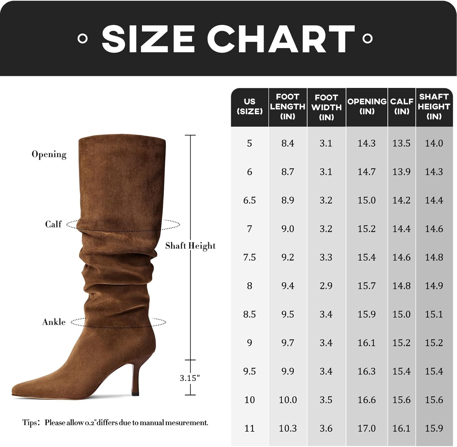 image:imageLumeheel Knee High Boots for Women Suede Ruched Womens Tall Boots with Pointed Toe Kitten Heel Pull On Zipper Slouch Fashion for Fall WinterBrown
