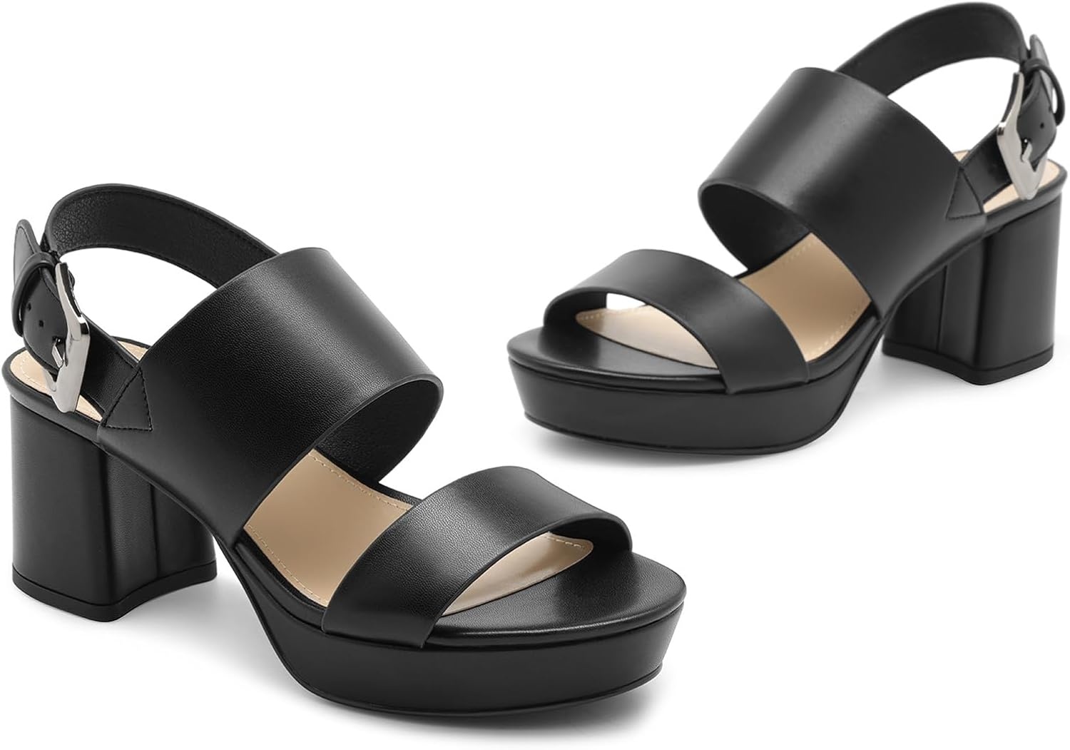 image:imageLumeheel Womens Platform Sandals Block Heel Ankle Strap Dressy High Heels for Daily Party amp Prom Comfortable Chunky Heel Open Toe ShoesBlack