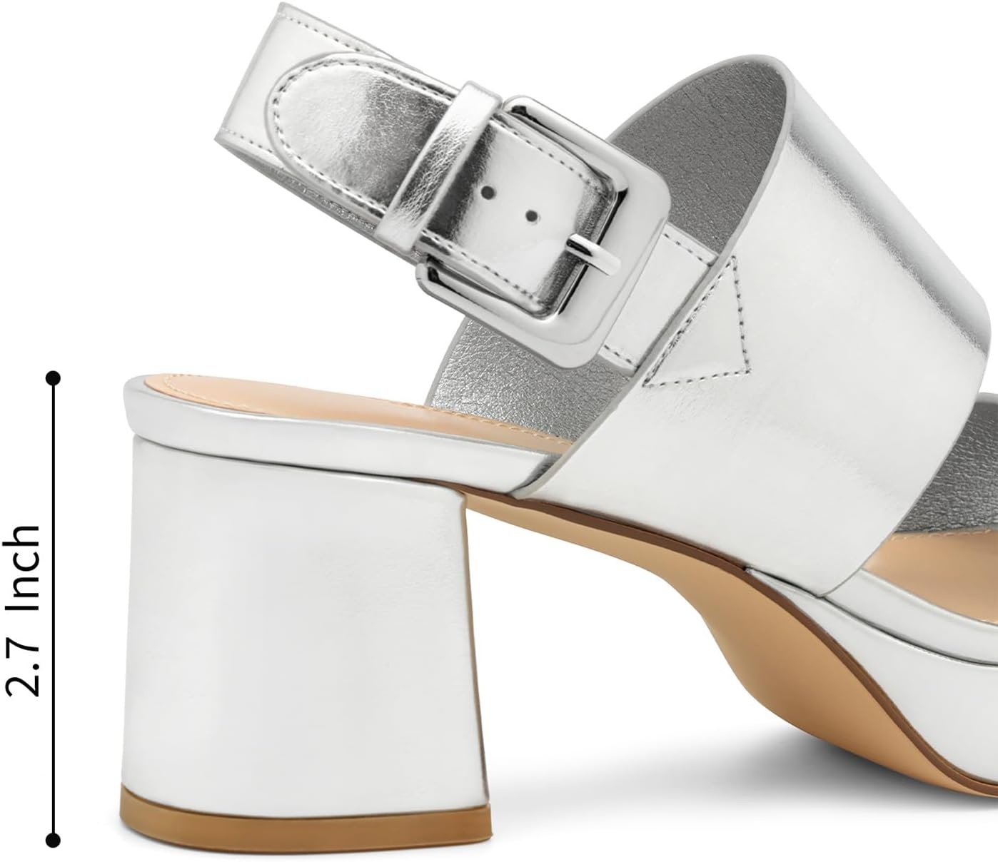 image:imageLumeheel Womens Platform Sandals Block Heel Ankle Strap Dressy High Heels for Daily Party amp Prom Comfortable Chunky Heel Open Toe ShoesMetallic Silver