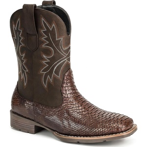 image:imageLumeheel Cowboy Boots for Men  Western Mens Boots with Classic Embroidered Slip on Square Toe Boots Slip Resistant Country Boots Chunky Heel Ankle Durable Short Boots for Spring FallAlligator Brown